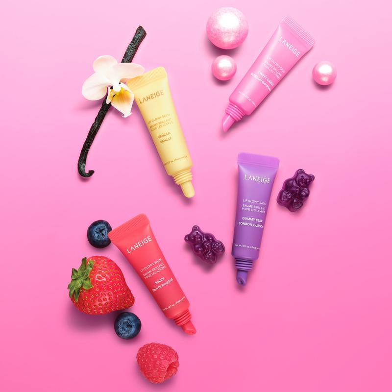 Laneige Mini Lip Glowy Balm Set, Hydrating and Glossy Tinted Lip Care with Shea Butter, Korean Skincare, Lightweight Moisturizer