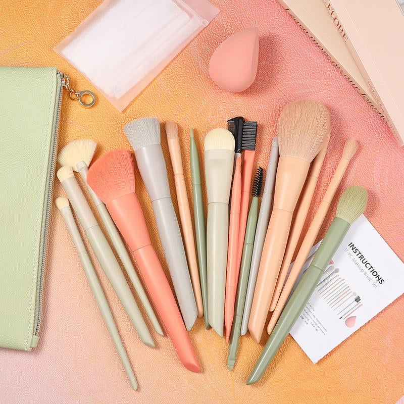Docolor Morandi Makeup Brushes Set 17Pcs Makeup Brushes with Makeup Bag
