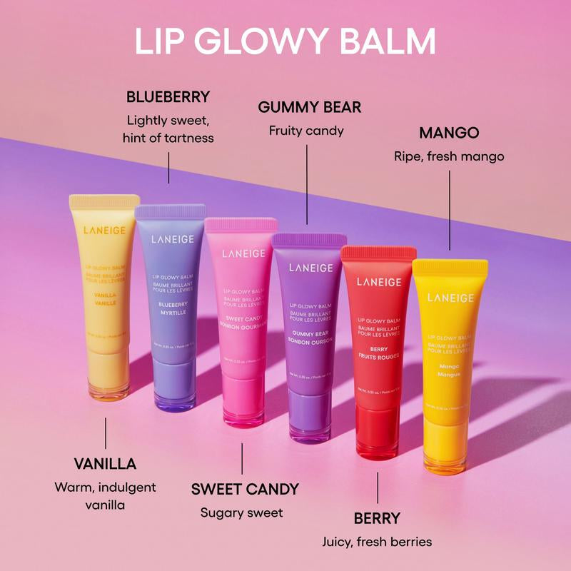 Laneige Mini Lip Glowy Balm Set, Hydrating and Glossy Tinted Lip Care with Shea Butter, Korean Skincare, Lightweight Moisturizer