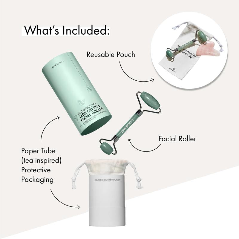 Mint Green Tea Jade Crystal Facial Roller
